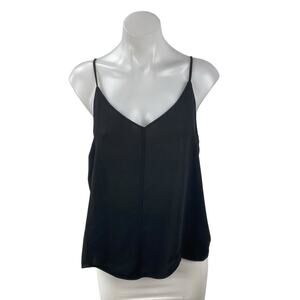 Decker Women's Black Sleeveless V Neck Thin Strap Cami Camisole Tank Top Size L